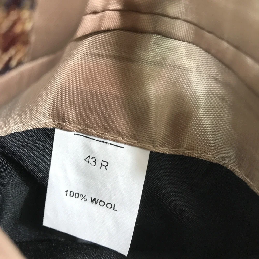 Vintage Jos A Bank Blazer 43R Wool Brown Houndstooth 2 Button Classic Sport Coat
